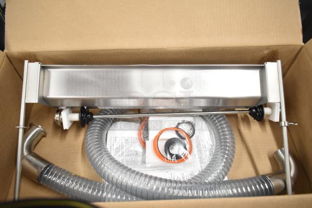 Brand new 2025 Belshaw Adamatic TG-50 Thermoglazing Station in box, includes stainless steel parts, hoses, and gaskets.