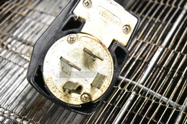 2017 Turbochef HhC2020 commercial electric conveyor oven plug detail. Model visible, suitable for 208/240V, 3-phase.