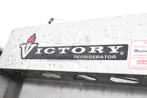 Victory VR-1 Commercial Reach In Cooler, missing door, 115 volts, single phase, features Victory logo and stainless steel exterior.