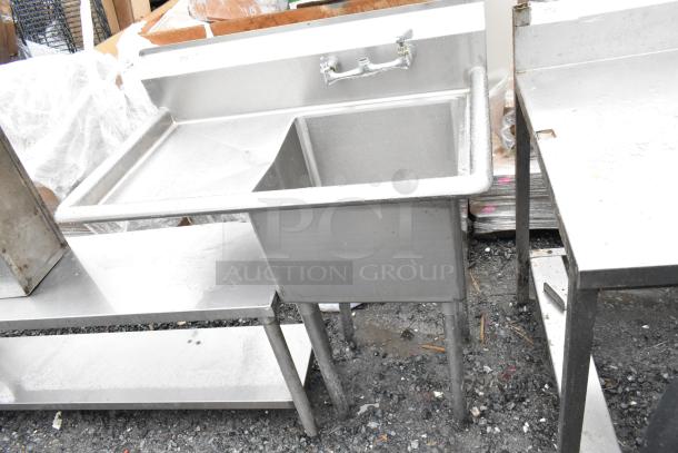 Steelton 522CS1181818LFT commercial single bay sink with left side drain board, stainless steel, used condition.