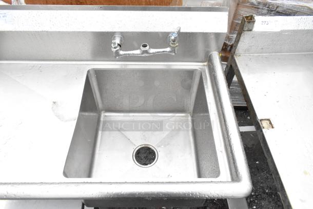 Steelton 522CS1181818LFT commercial single bay sink with left side drain board, stainless steel, new condition.