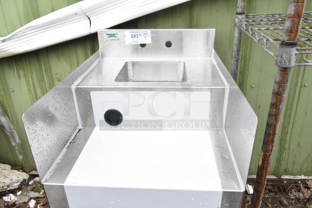 Regency 600BSDS2318 blender station with 18" x 23" stainless steel construction, dump sink, and pre-drilled faucet holes.