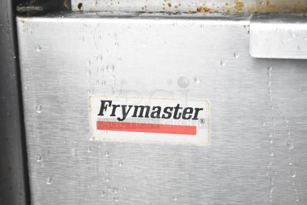 Frymaster GF14SD commercial fryer, natural gas, 105,000 BTU, with logo label, includes metal fry basket.