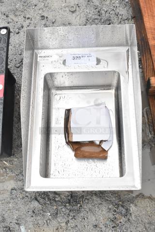 Regency 600DI110145S 10"x14" stainless steel drop-in sink, brand new with minor scratches, includes side splashes, model label visible.