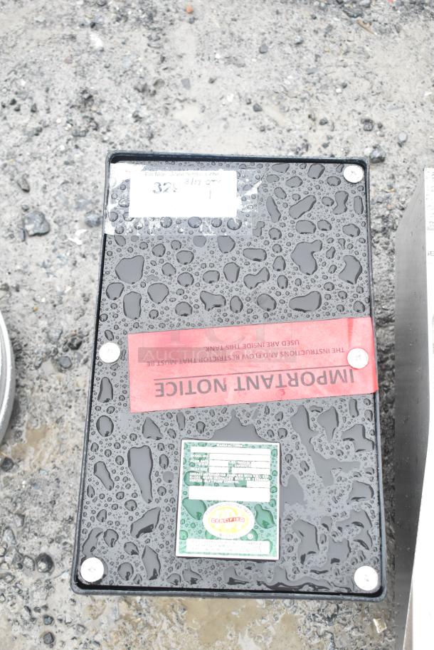 BRAND NEW Ashland PolyTrap 4804 grease trap, 8 lb. capacity, scratch and dent, threaded connections, with labels and notices.