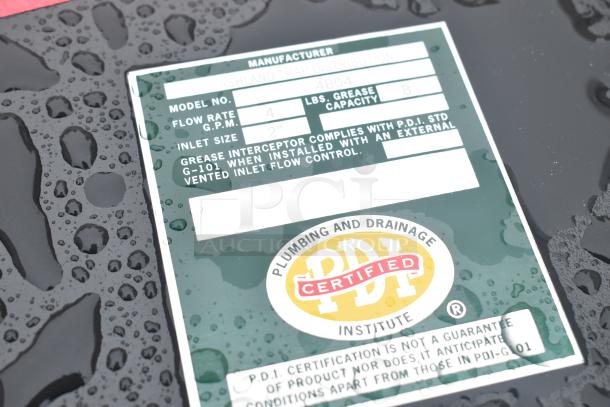 BRAND NEW Ashland PolyTrap 4804, 8 lb. grease trap, PDI certified, with threaded connections and minor surface blemishes.
