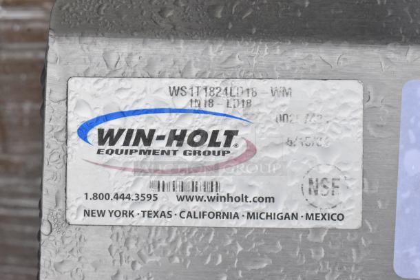 Win-holt commercial single bay sink with left side drain board, visible label with model WST1824LD18, NSF certified.