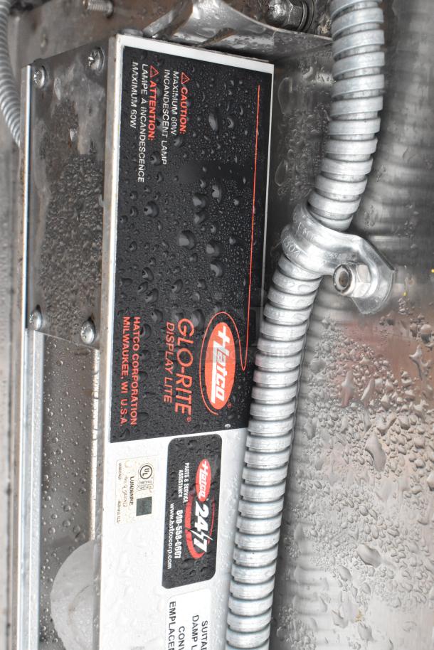 Hatco GRAHL-18D/HL-66 Glo Ray strip warmer, 120V, 1 phase, visible manufacturer's label, wet surface.
