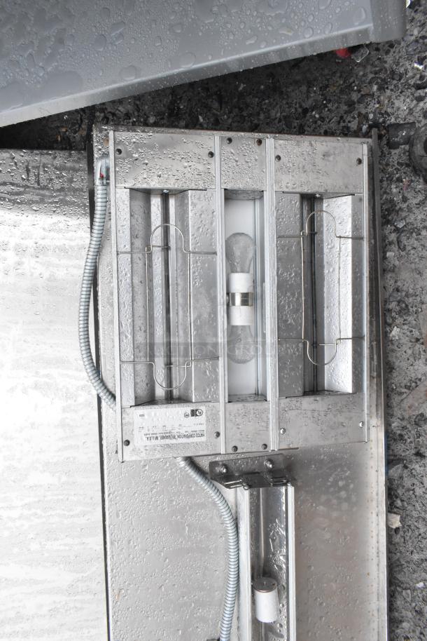 2 Hatco GRAHL-18D/HL-66 Glo Ray Strip Warmers, 120V, 1 Phase, stainless steel, with visible labeling and wiring.