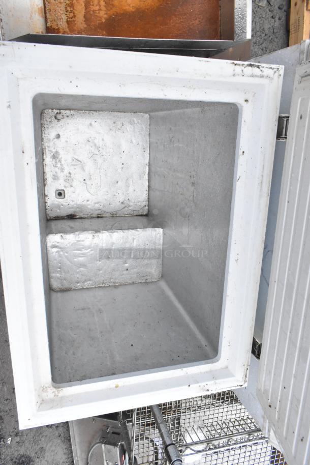 2 Haier HF50CM23NW/HF71CL53NW chest freezers, 115V, 1 phase, open lid view, showcasing interior space.