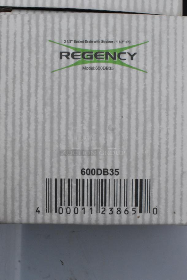 Brand new Regency 600S31824218 commercial 3 bay sink with scratches and dents. Model 600DB35, features 3.5" basket drain.