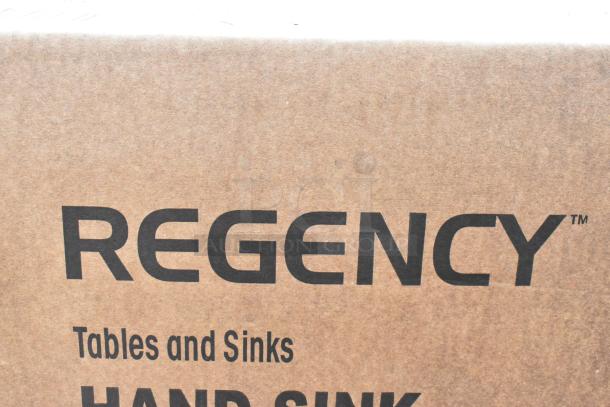 Regency 600HS17SP hand sink box label, indicating brand and product type, suitable for wall mounting.