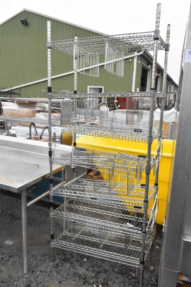 Chrome finish 7 tier wire shelving unit, sturdy construction, ideal for storage, buyer must dismantle, consider freight.