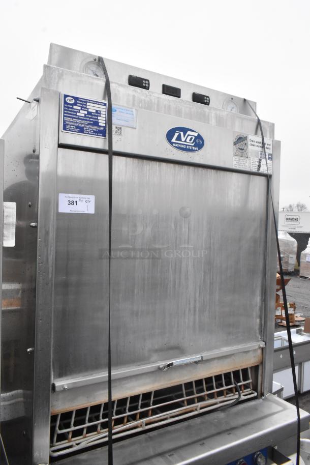 LVO FL14E stainless steel pot and pan washer, commercial floor style, front load, 460V, 3 phase.
