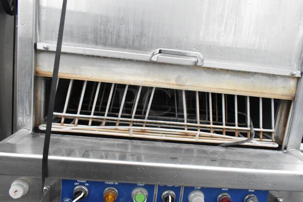 LVO FL14E stainless steel commercial pot and pan washer, front load style, 460V, 3-phase, with visible controls and handle.