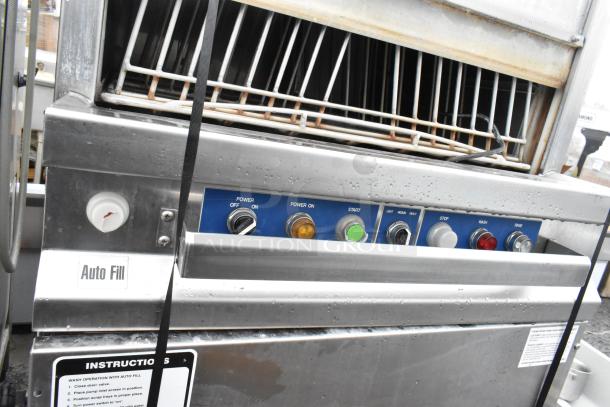 LVO FL14E stainless steel commercial front load pot and pan washer, 460V, 3 Phase, with controls and auto fill feature.