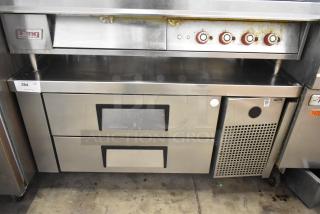 2018 True TRCB-48 Commercial 2 Drawer Chef Base, stainless steel, on casters. 115V, 1 Phase. Used condition, visible wear.