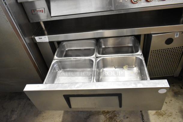 2018 True TRCB-48 commercial chef base with 2 drawers on commercial casters, stainless steel, 115 volts, 1 phase.
