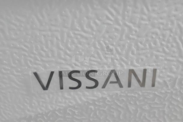 Vissani HMCF5W5 chest freezer, 5.0 cu. ft., manual defrost, LED light, 115V, 1 phase, textured white exterior, Vissani logo.