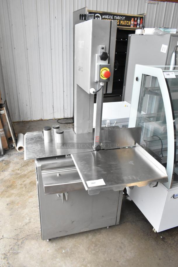 Pro-Cut KS-120 vertical band meat saw, 120" blade, floor model, 220 volts, 3 phase, commercial use, stainless steel finish.