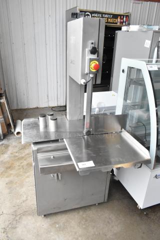 Pro-Cut KS-120 vertical band meat saw, 120" blade, floor model, 220 volts, 3 phase, commercial use, stainless steel finish.