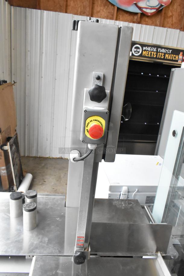 2025 Pro-Cut KS-120 commercial band meat saw, 120" blade, floor model, 220V, 3-phase, stainless steel, emergency stop button.