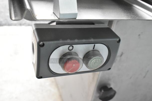 2025 Pro-Cut KS-120 Commercial Meat Saw control panel with red and green buttons, labeled off and on.