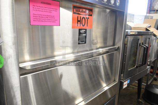 Douglas SD-20-ELEL pot and pan washer, 480V, 3 Phase, new with visible scratches and dents, "Warning Hot" label.