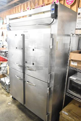 Traulsen RHT 2-32NUT Commercial 4 Half Size Door Reach In Cooler on Commercial Casters. 115 Volts, 1 Phase.