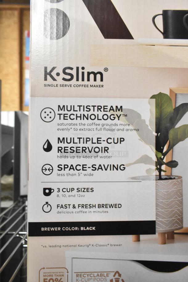 IN ORIGINAL BOX! Keurig K Slim Coffee Machine, Multistream Technology, 3 cup sizes, space-saving design, black.