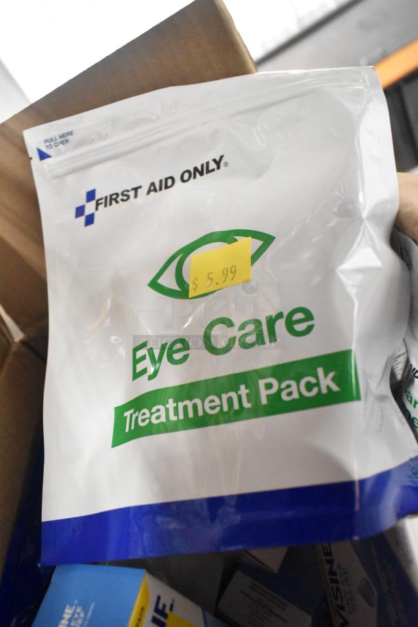 Box containing Visine Dry Eye Relief, Pick Me Up Pure Sugar, First Aid Only Eye Care Treatment Pack priced at $5.99.