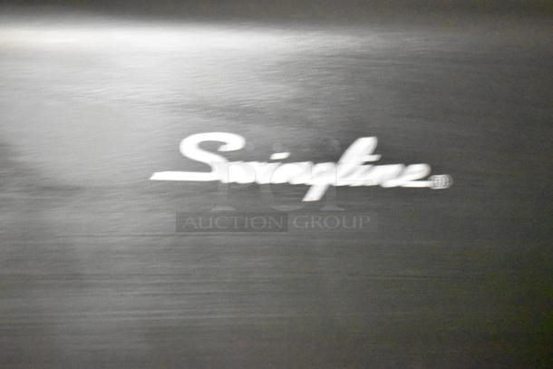 Swingline 535 electric 3-hole punch, silver-platinum, 28-sheet capacity, 9/32" holes, commercial use, prominent logo.