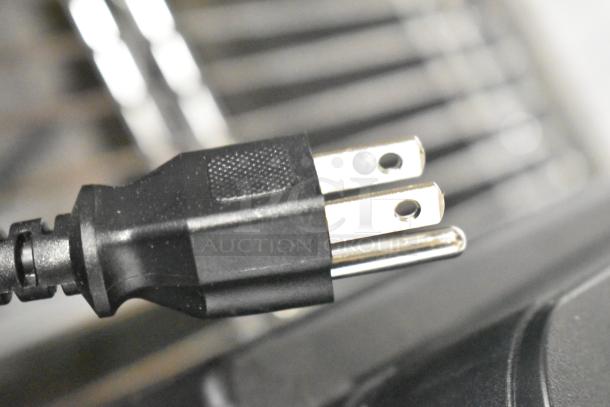 Power cord for Brother MFC-J1170DW printer. Black, two-prong plug. Essential accessory for operation.