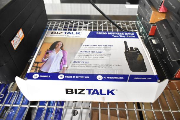 Biztalk BR200 Business Band Two Way Radio, 2-watt, 16 channels, 18-hour battery, in original packaging, ready to use.