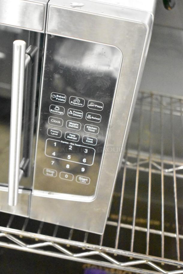 Avanti MT116V4M countertop microwave, stainless steel, digital keypad, preset functions, 120 volts, slight surface wear.