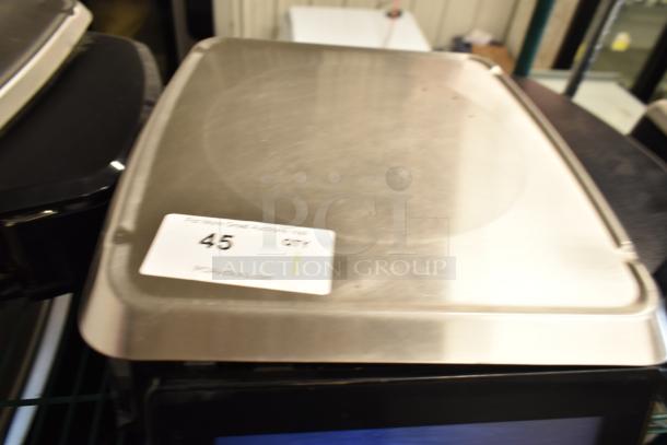2017 Hobart HTi-7LH26 metal commercial food scale, no power cord, tested, working, model label visible, auction tag 45.