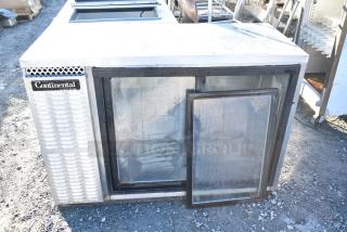 Continental BBUC50S-SS-SGD back bar cooler merchandiser, 115V, 1 phase, stainless steel, single glass door, used condition.