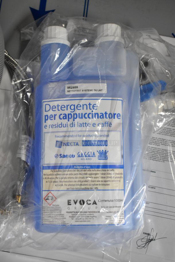 Detergent for cappuccino machines, 1000ml, recommended for Gaggia and other brands. Packaged with instructions.