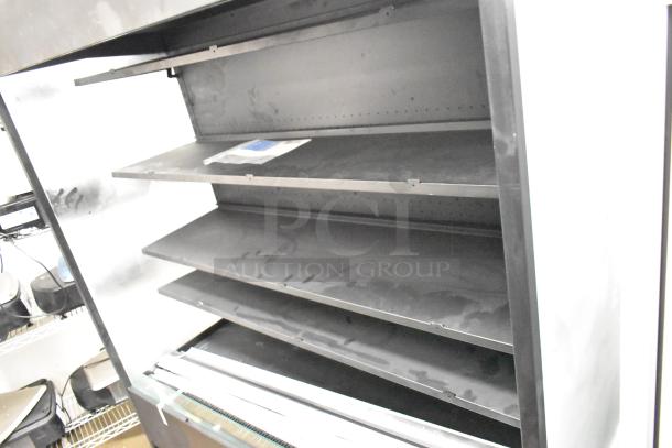 Brand new Avantco 193VOA60B black open air merchandiser, extra deep shelves, LED lighting, untested plug style, 115V, 1 phase.