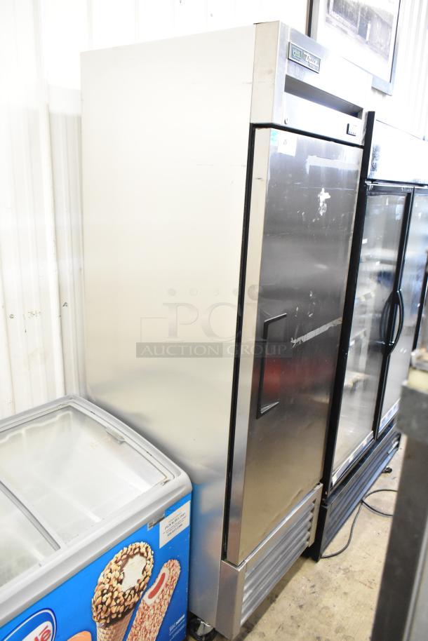 2019 True T-23F-HC commercial reach-in freezer with single door, on casters. Tested, working condition, 115V, 1 phase.
