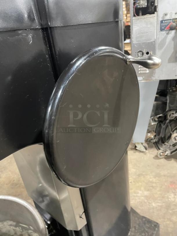 Hobart L800 commercial 80 Qt. planetary mixer in black, on legs. Includes mixing bowl. Electric, 208V, 3 phase. Model: L-800.