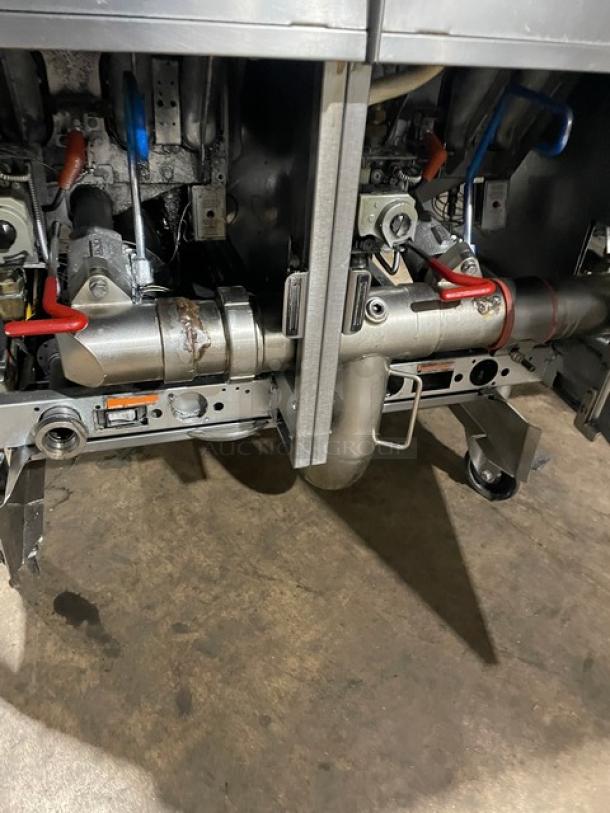 Pitco Frialator Series SG14-JS commercial triple-bay deep fat fryer, stainless steel, gas-powered, on casters, with digital controls.