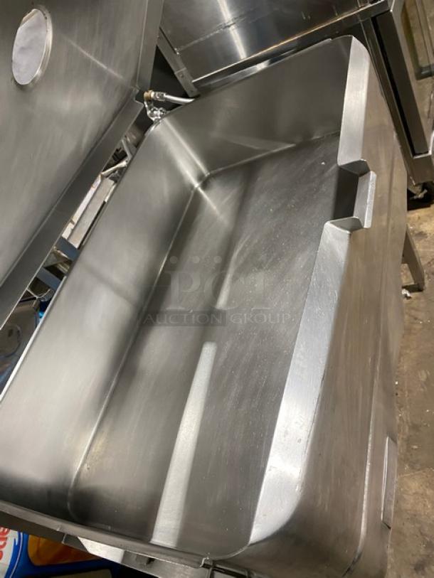 Groen NHFPE4 stainless steel 40-gal tilt skillet with single spout faucet, on legs, natural gas, 1 phase, model N1330-CF.