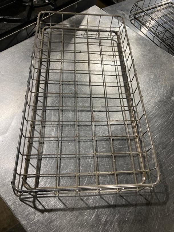 Chrome-plated wire rack for bagels or pastries, full-size, commercial-grade, sturdy construction, excellent condition.