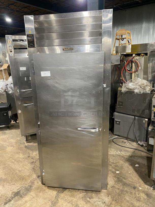 Traulsen stainless steel roll-in refrigerator, model RRI132LUT, single door, 115V, commercial use, good condition.