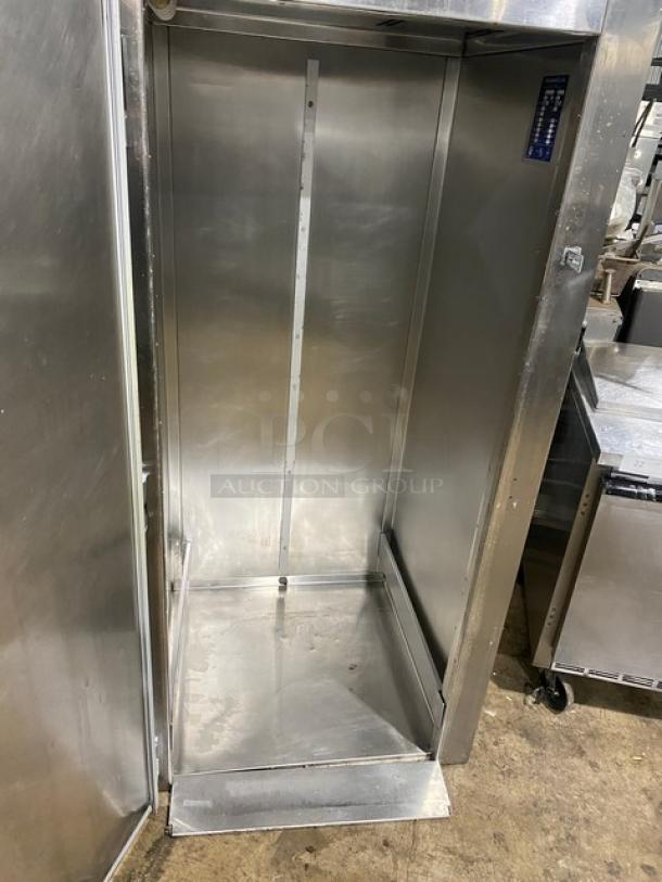 Traulsen RRI1-32LUT stainless steel roll-in refrigerator, single door, solid construction, commercial use, 115V, 1 phase.