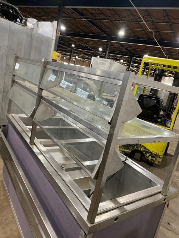 Atlas Metal 60" stainless steel refrigerated buffet salad bar with sneeze guard, tray slide, and storage cabinet, Model WCMBT4.