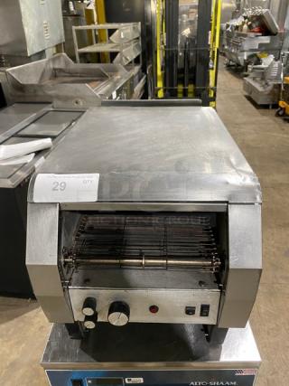 Hatco Toast-Qwik Series stainless steel conveyor toaster, electric-powered, countertop model, used condition.