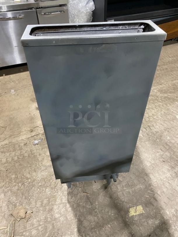 Pitco Frialator Series stainless steel deep fat fryer with backsplash, natural gas powered, on legs, used condition.