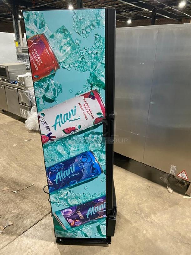 Imbrera Congo Style commercial black single glass swing door refrigerator, Model VR08R6, Energy Star certified, with poly coated wired rack.